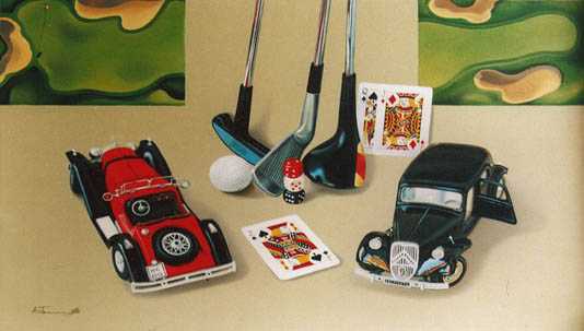 Golf Clubs with Retro Cars