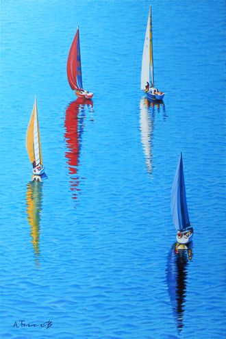 Seascape with Sailboats