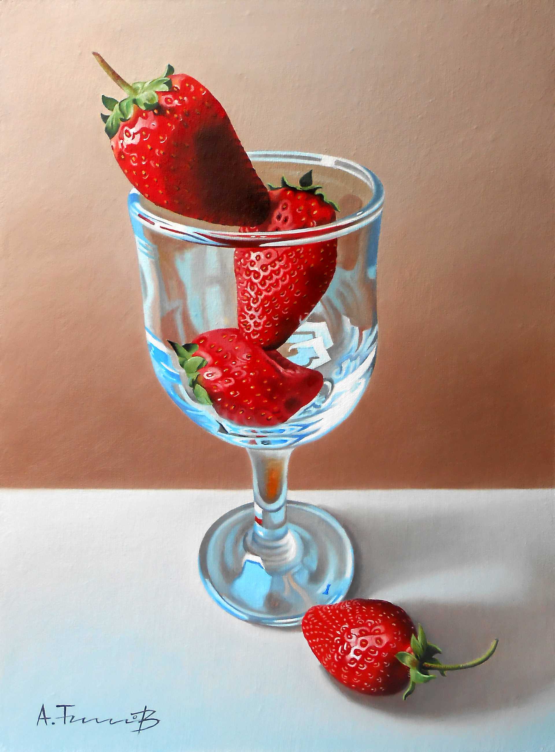 Still Life with Strawberries in a Glass