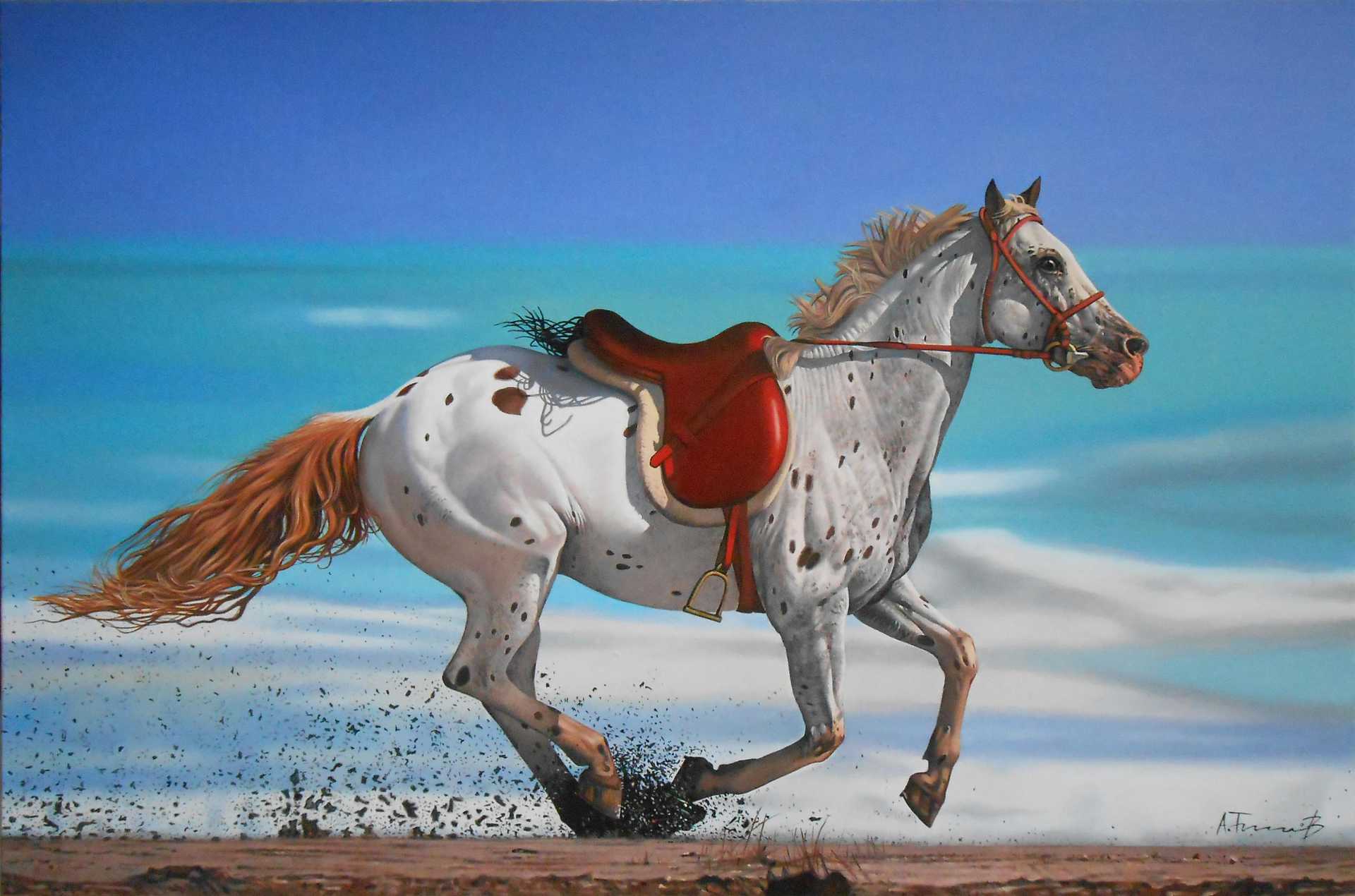 Horse with Red Saddle