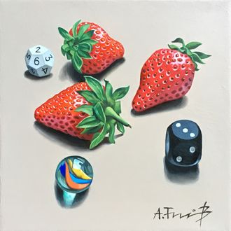 Still Life with Strawberries and a Marble
